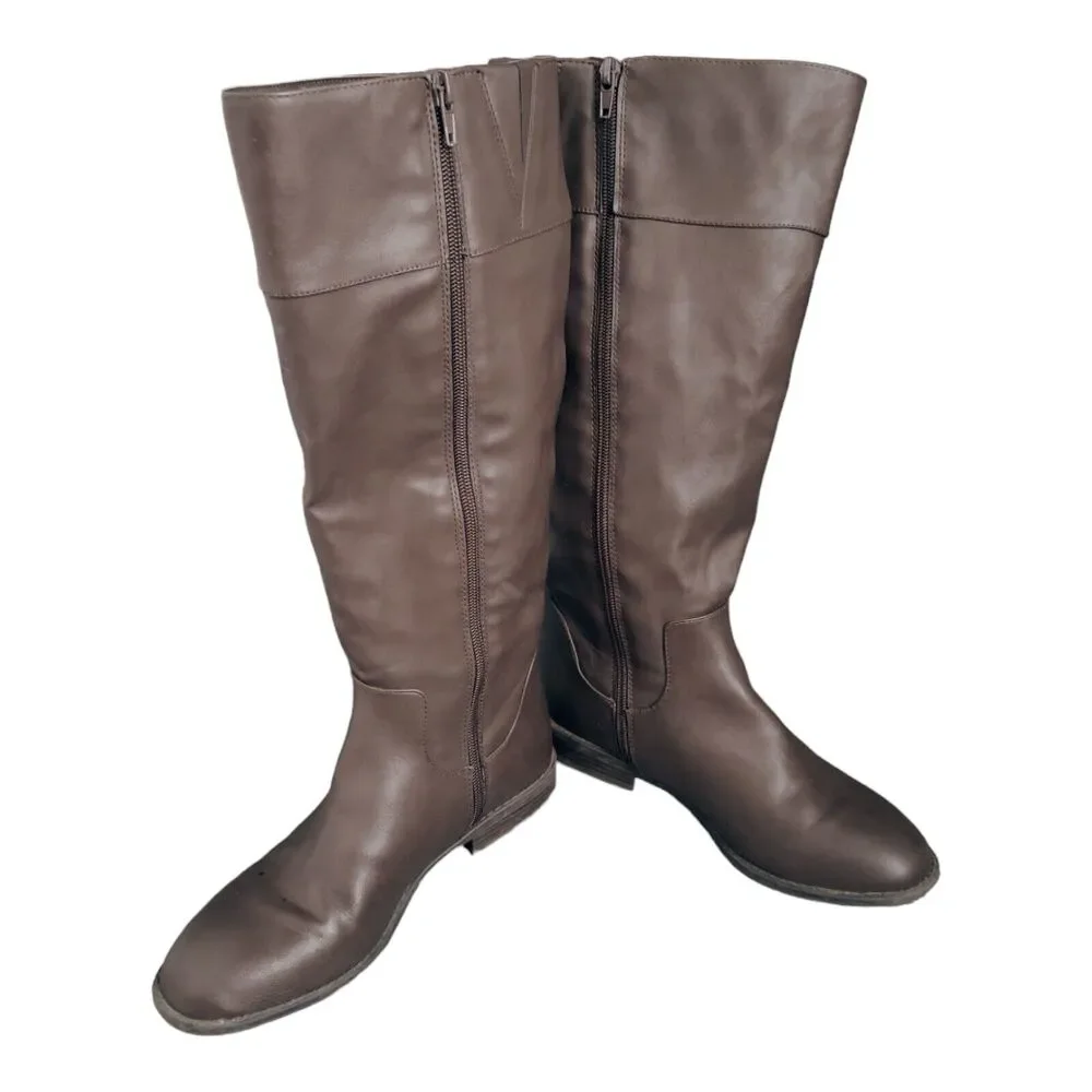 GH Bass Women's Riding Tall Boots Josie brown Faux Leather Stretch size 7M